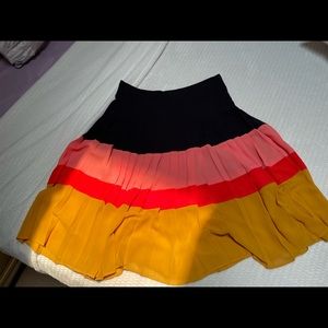 Multicolor pleated a line skirt